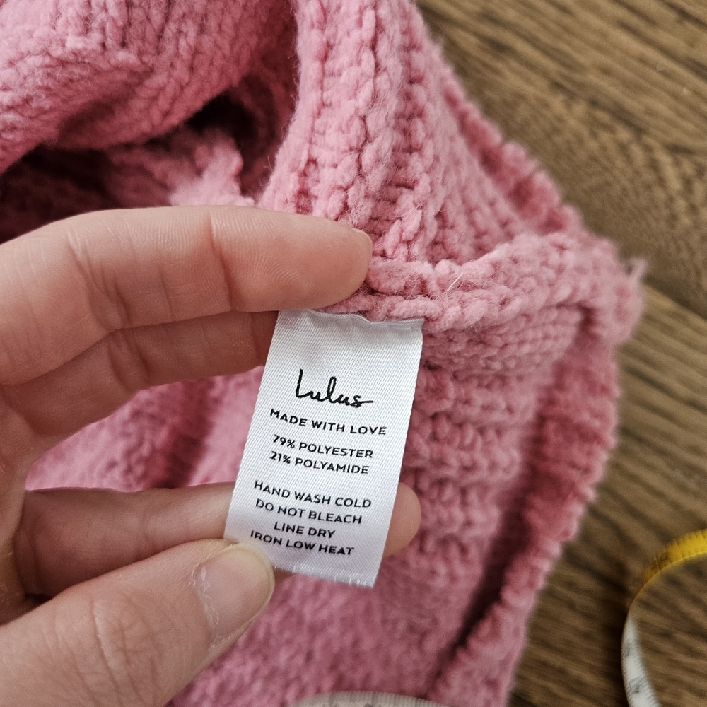 Lulus Patchwork It Rose Pink Chenille Chunky Cabl… - image 4